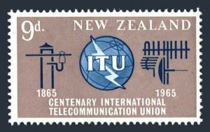 New Zealand 370 two stamps, MNH. Mi 439. ITU-100, 1965. Communication equipment.