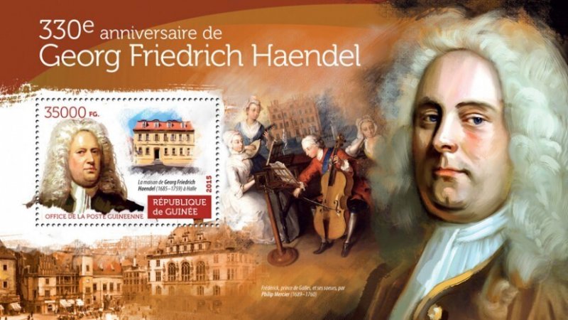 GUINEA - 2015 - Georg Friedrich Handel - Perf Souv Sheet - Mint Never Hinged