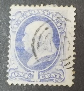 1870 US Scott 145 1c BEN FRANKLIN Stamp Used z9242