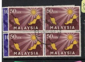 Malaysia SG 1, 3 Block of 4 VFU (6exc)