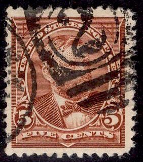 US Stamp #255 5c Chocolate Grant USED SCV $9.00
