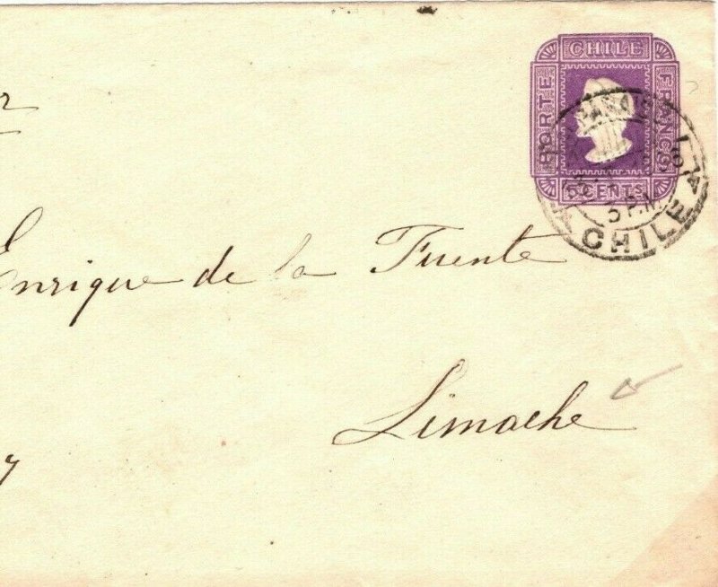 CHILE Cover *Limache* Postal Stationery Envelope 5c 1896 {samwells-covers}SV18