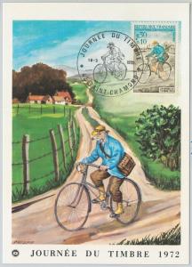 63528  -  FRANCE - POSTAL HISTORY: MAXIMUM CARD 1972 - BICYCLE Journee du Timbre