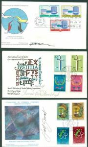 U.S. FIRST DAY COVERS, 10 DIFFERENT, ALL SIGNED BY DESIGNER