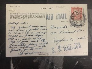 1951 Ireland Picture Postcard Cover Paquebot Ss America To Ohio Usa