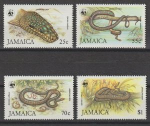 JAMAICA 1984 WWF SG 607/10 + MS 611 MNH