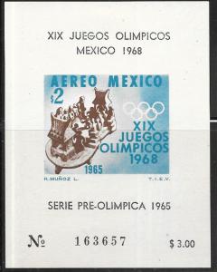 Mexico #C311 2 peso  pre 1968 Olympics S/S (MNH) CV $3.50