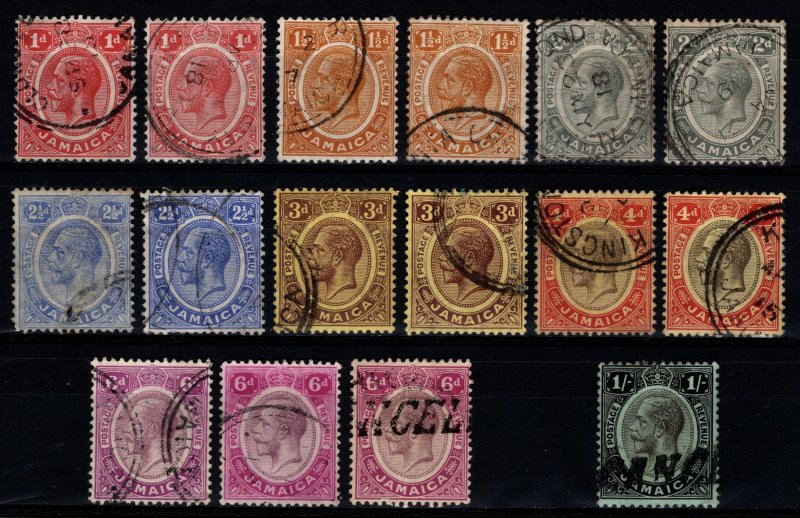 Jamaica 1912-20 George V Def. incl. color var., Part Set to 1s [Used]