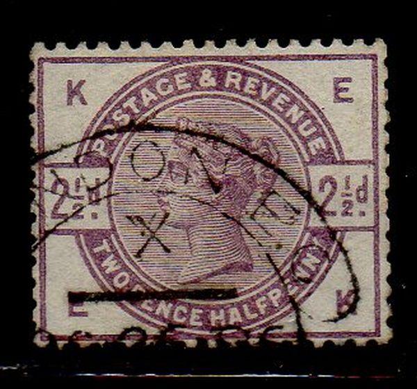 Great Brirain Sc 101 1884 2 1/2d lilac Victoria stamp used