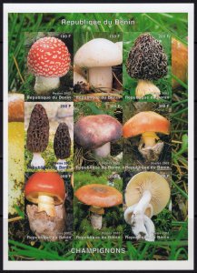 Benin 2002  MUSHROOMS-FUNGI Sheetlet (9) IMPERFORATED MNH  RARE !!