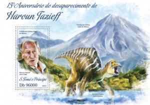 SAO TOME E PRINCIPE 2013 SHEET TAZIEFF DINOSAURS MINERALS st13418b