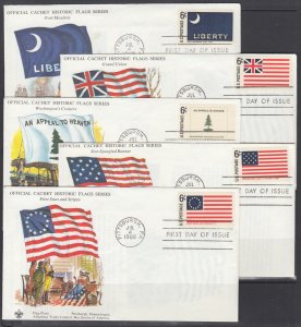 US Planty 1345-1354-1 FDC. 1968 Historical Flags, Boy Scouts FIRST CACHETS