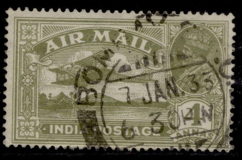 INDIA GV SG222w, 4a olive-green, FINE USED.