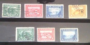 Scott #397,398,399,400A&401-3- Panama Pacific Expo lot - Used - 1913-15