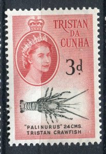 TRISTAN DA CUNHA; 1950s early QEII Pictorial issue fine Mint hinged 3d. value