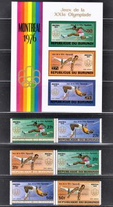 Burundi 1976 Montreal Olympics Scott 495-99, C237-40 F to VF mint OG NH.