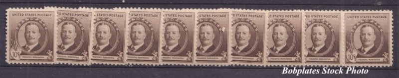 BOBPLATES #888 Remington Wholesale Group of 10 Singles F-VF MNH CV=$17.5
