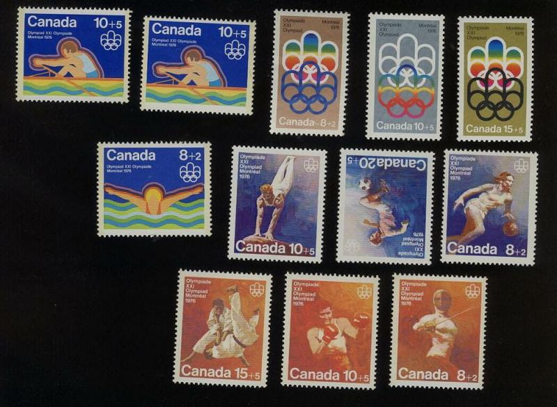 CANADA  1974-76, MNH Olympic Sets # B1-B12