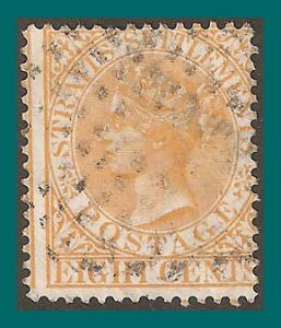 Straits Settlements 1882 Queen Victoria, 8c used  #49,SG52