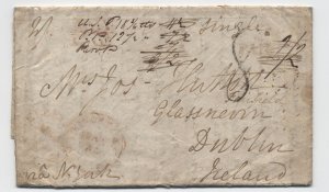 1840 Belleville LC Canada stampless freight money to Ireland [6453.48\