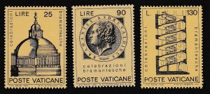 Vatican Bramante Architect Celebrations 3v 1972 MNH SC#515-517 SG#571-573