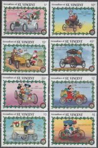 ST. VINCENT GRENADINES #675-82 MICKEY CELEBRATES XMAS '89 IN SUPERB ANTIQUE CARS