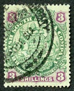 Rhodesia SG36 1896 3/- green and mauve/blue Cat 42 pounds