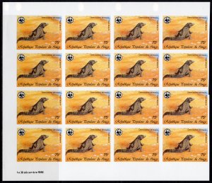 Congo 1987 Sc#C367/370 WWF REPTILES Block of 16 Sets Imperforated MNH
