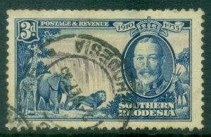 Southern Rhodesia 1935 KGV Silver Jubilee 3d short perfs FU