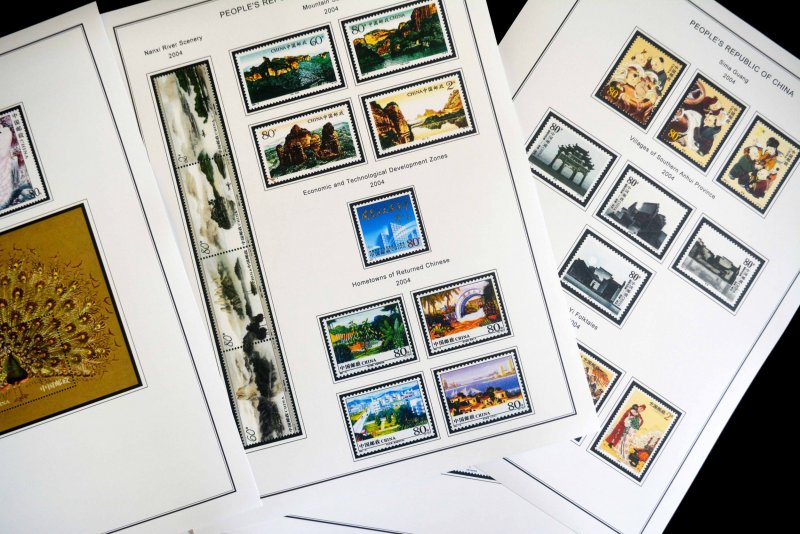 COLOR PRINTED CHINA P.R.C. 2000-2010 STAMP ALBUM PAGES (170 illustrated pages)