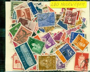 Norway Stamp Packet of 200 All Different Fine Used Stamps