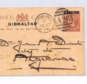 GIBRALTAR QV Early OVERPRINT Stationery Card 1887 AUSTRIA HUNGARY Consul YW52