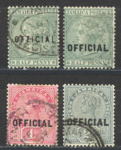Jamaica Sc# O1-O4 Used (a) 1890-1891 Victoria Official Overprint