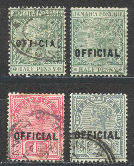 Jamaica Sc# O1-O4 Used (a) 1890-1891 Victoria Official Overprint
