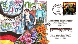 Scott 3190k 33 Cents Fall Of the Berlin Wall Collins Hand Painted FDC