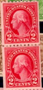 US Stamp #606 MNH - George Washington Regular Issue 1923-25 Coil Pair