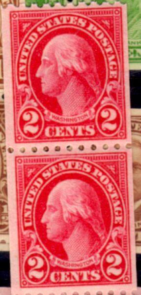 US Stamp #606 MNH - George Washington Regular Issue 1923-25 Coil Pair