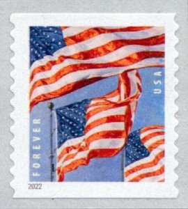 2022 58c Patriotic Waving Commemorative U.S. Flags, Coil Scott 5655 Mint F/VF NH