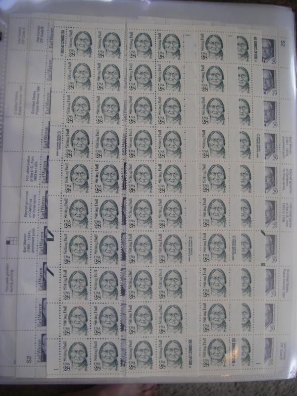 Scott 2183, 28c Sitting Bull, PB20 #1, MNH Great Americans Beauty