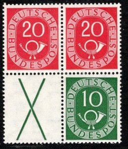 Germany Bund Scott # 677 (2), 675, label X, mint n, se-tenant, Mi # W1 or S5+S