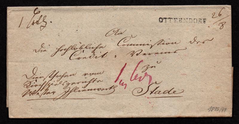 $German Stampless Cover, Otterndorf to Stade