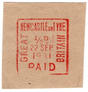 (I.B) George V Postal : Meter Mark ½d (Newcastle on Tyne)