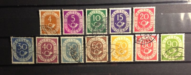 Germany (1951) Post Horn Scott 671-685 Used Not A Complete Set Very Fine