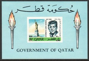 1966 Qatar JFK U.N imperf S/S souvenir sheet revalued Sc# 119B CV: $80.00