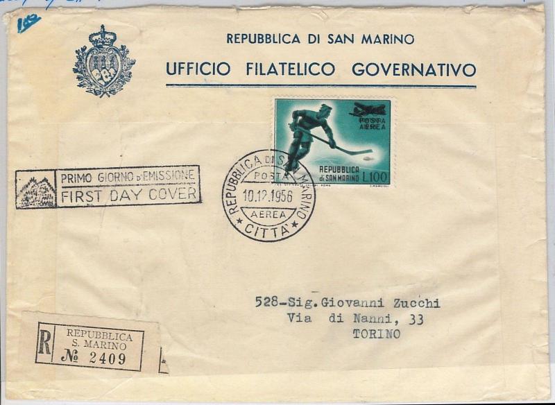 sport  ICE HOCKEY  -  POSTAL HISTORY - SAN MARINO : FDC Cover 1956