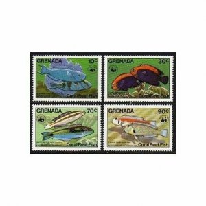 Grenada 1211-1214,MNH.Michel 1299-1302. WWF 1984.Coral Reef Fish.