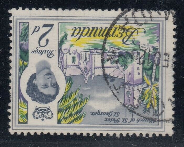 Bermuda, SG 164w, used Watermark Inverted variety