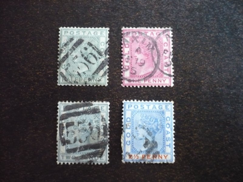 Stamps - Gold Coast - Scott# 11,13-15 - Used Part Set of 4 Stamps