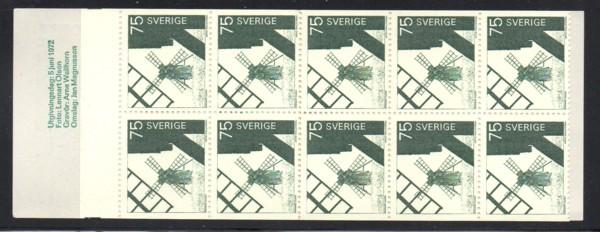 Sweden Sc 763a 1972 Windmills stamp bklt of 10  mint NH