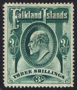 FALKLAND ISLANDS 1904 KEVII 3/-